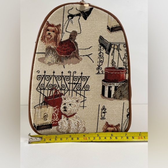 Signare Tapestry Brown Puppies Dog  Tote Hand Bag Large Rare Novelty - Picture 12 of 15